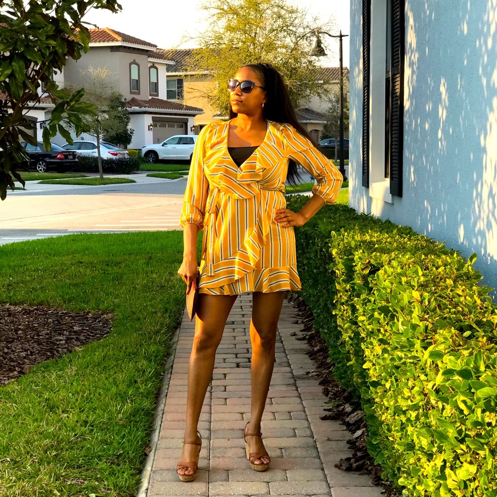 Yellow Mini ruffle dress